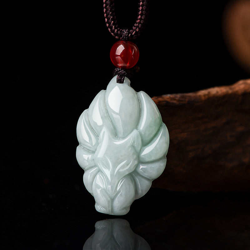 KarmaRipple's Authentic Jade Nine Tailed Fox Fortune Prosperity Pendant Necklace p5