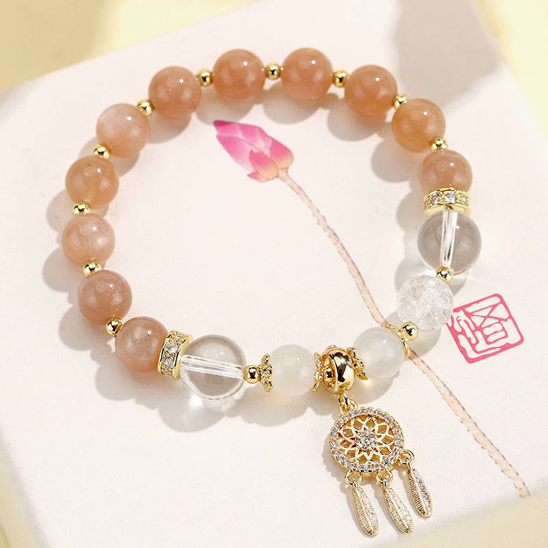 KarmaRipple's Green Strawberry Quartz Amethyst Gemstone Dreamcatcher Balancing Bracelet p28