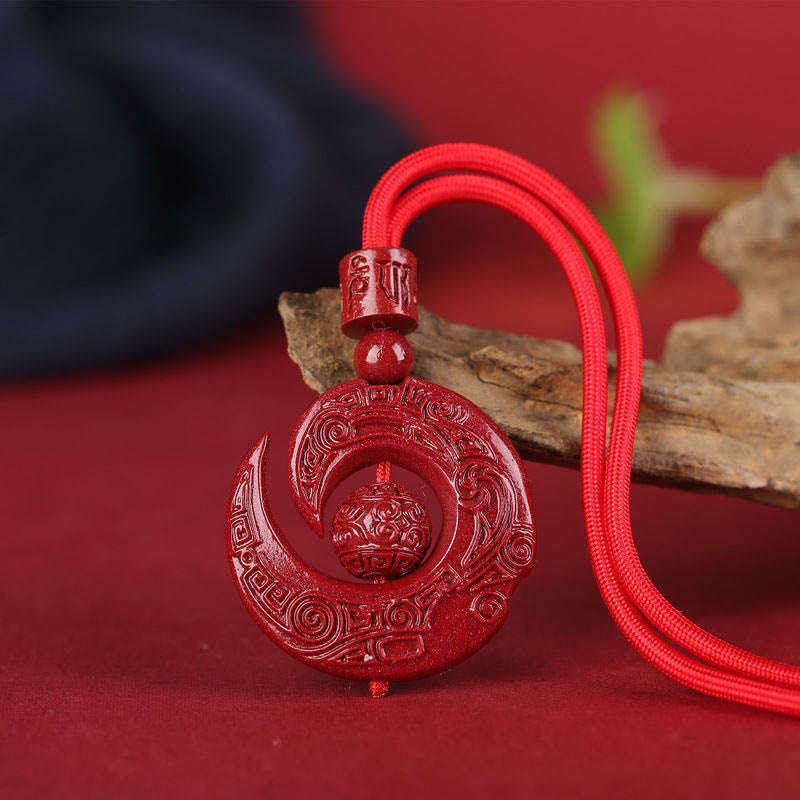 KarmaRipple's One's Fortune Improves Design Patern Authentic Cinnabar Concentration Pendant Necklace p20