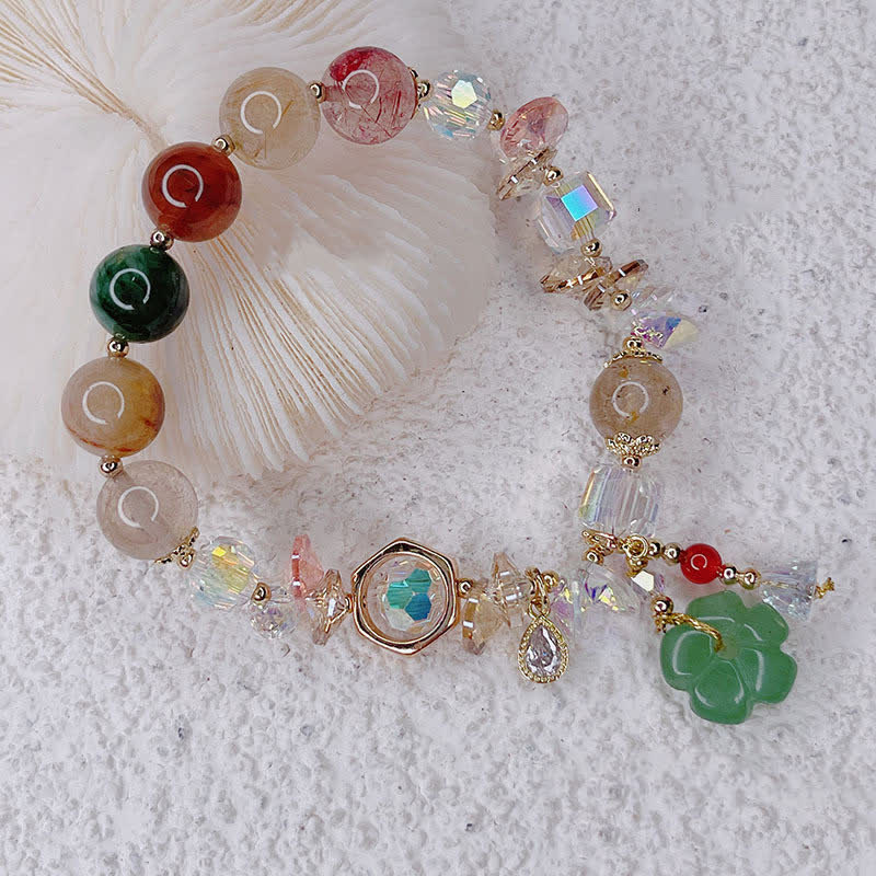 KarmaRipple's Colorful Gemstone Green Aventurine Flower Bead Fortune Bracelet p2