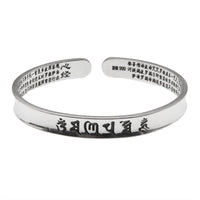 KarmaRipple's 999 Sterling Silber Om Mani Padme Hum Herz Sutra Liebe Frieden Armband Armreif
