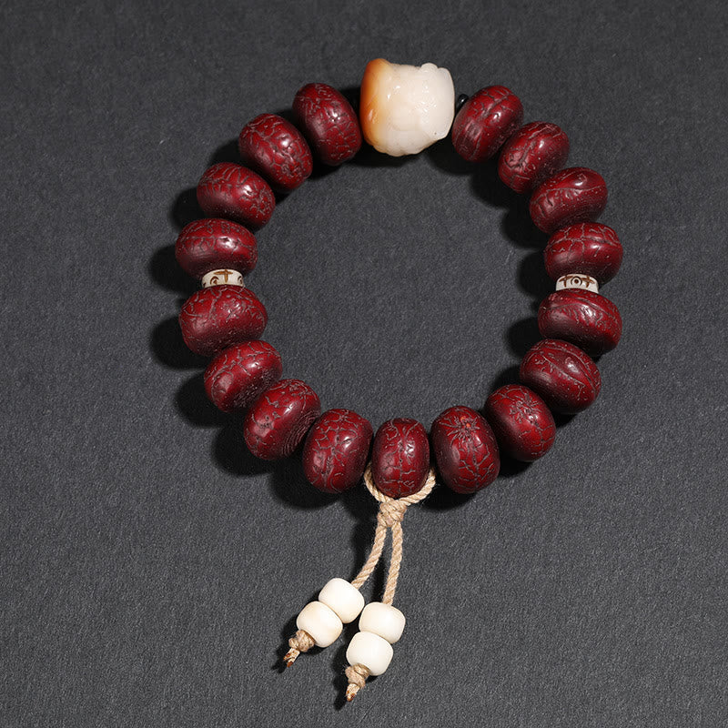 KarmaRipple's Tibet Bodhi Seed Dzi Bead Dancing Lion Fortune Bracelet Wrist Mala p3