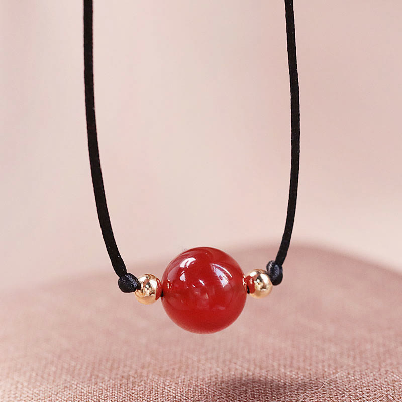 KarmaRipple's Authentic Red Agate Chalcedony Self-acceptance Confidence String Bead Bracelet Pendant Necklace p23
