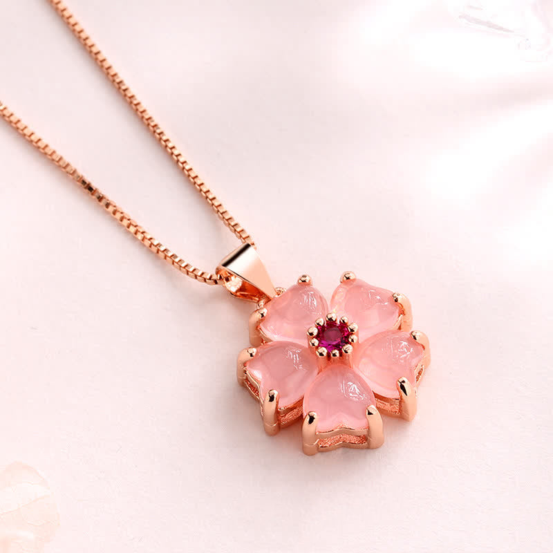 KarmaRipple's Pink Gemstone Love Heart Flower Soothing Pendant Necklace p3