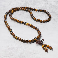 KarmaRipples tibetischer 108-mm-Anhänger mit authentischem Tigerauge-Edelstein, Perlenarbeit, Gebets-Mala-Armband