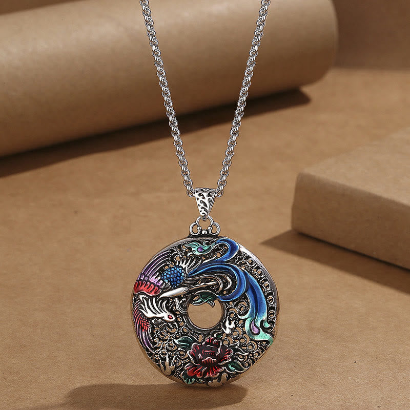 KarmaRipple's Phoenix Peony Flower Fortune Protection Pendant Necklace p12