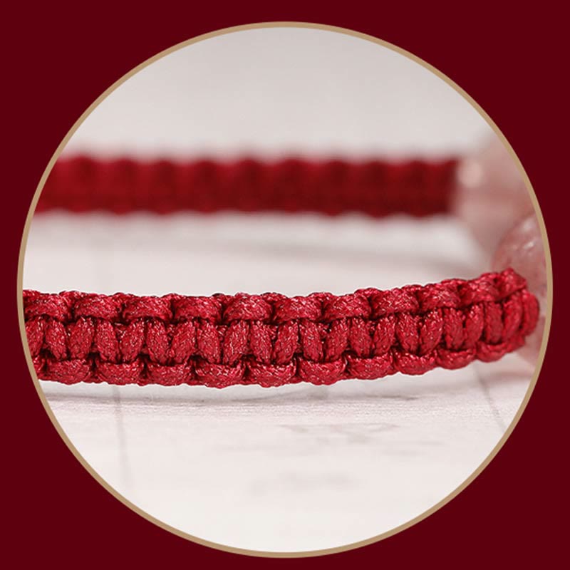 KarmaRipple's Authentic Strawberry Quartz Gemstone Love Red String Weave Bracelet Anklet ( p15