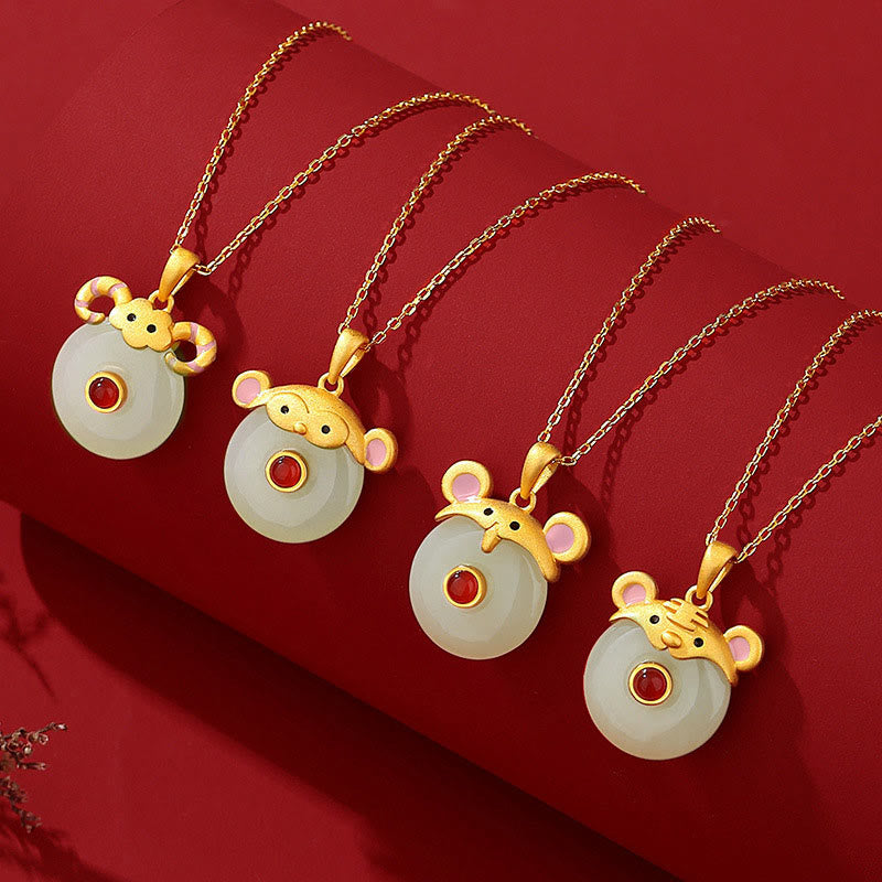 KarmaRipple's 925 Sterling Silver Hetian Jade Chinese Zodiac Year of the Dragon Red Agate Fortune Protection Pendant Necklace p14