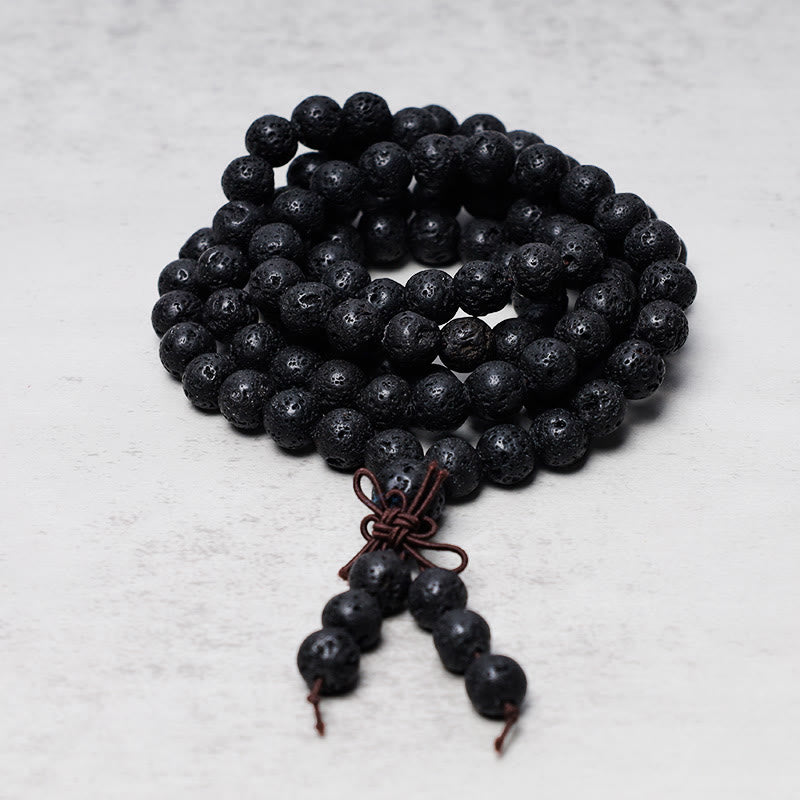 KarmaRipple's 108 Authentic Lava Rock Beadwork Prayer Mala Bracelet Pendant p2