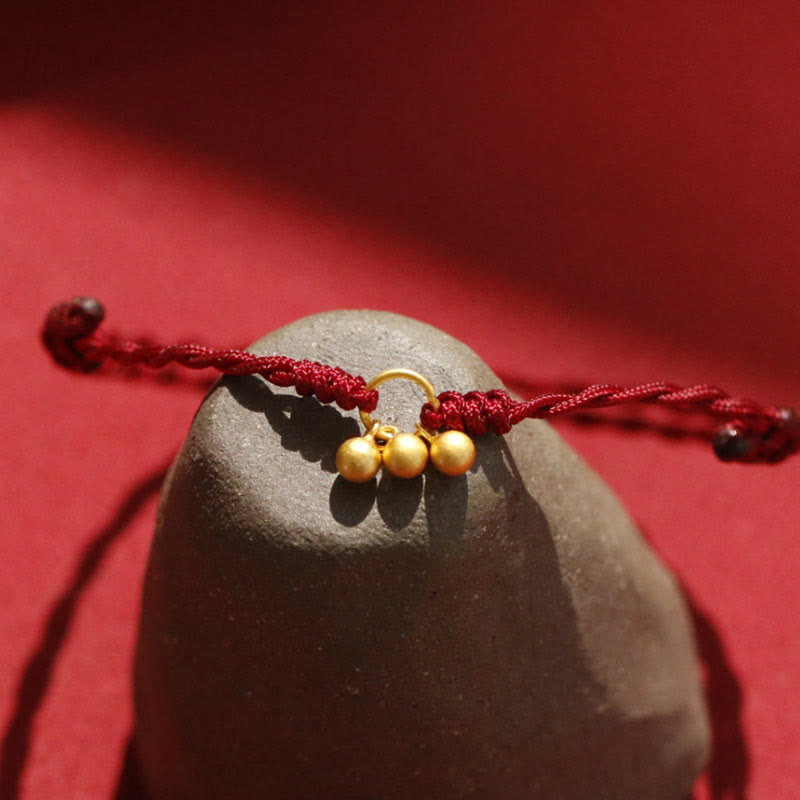 KarmaRipple's 925 Sterling Silver Gold Plated Fortune Red String Bracelet p1