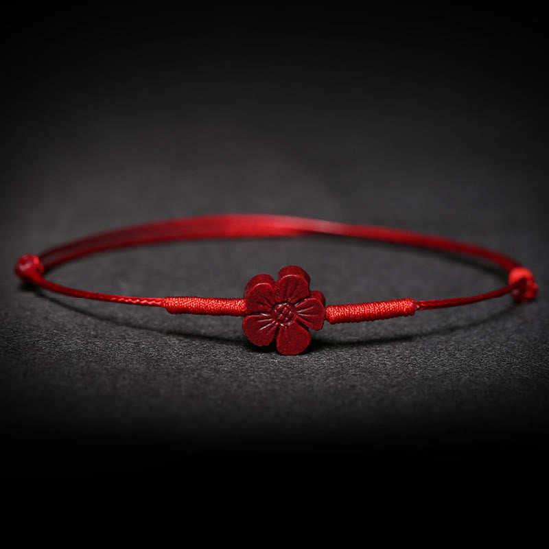 KarmaRipple's Handmade Plum Blossom Four Leaf Clover PiXiu Lotus Koi Fish Cinnabar Blessing Braid Bracelet p19