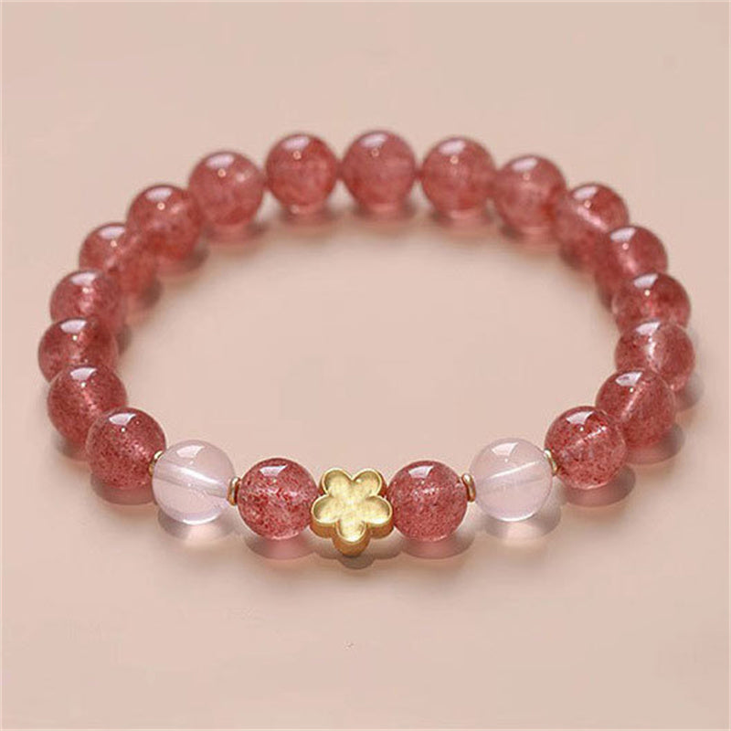 KarmaRipple's Authentic Strawberry Quartz Peach Blossom PiXiu Attract Fortune Balancing Bracelet p1