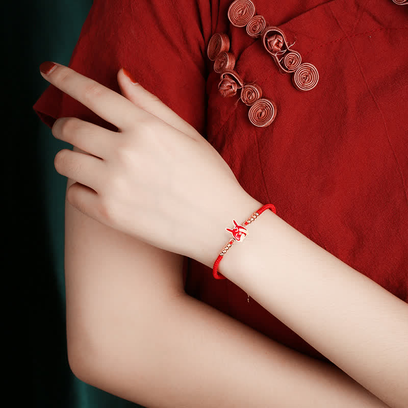 KarmaRipple's 925 Sterling Silver Chinese Zodiac Fortune Faith Discolor Red String Bracelet p14