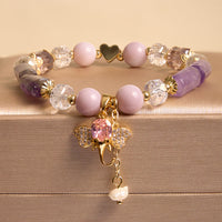 KarmaRipples Amethyst-Grün-Aventurin-Erdbeerquarz-Positiv-Elefanten-Talisman-Armband