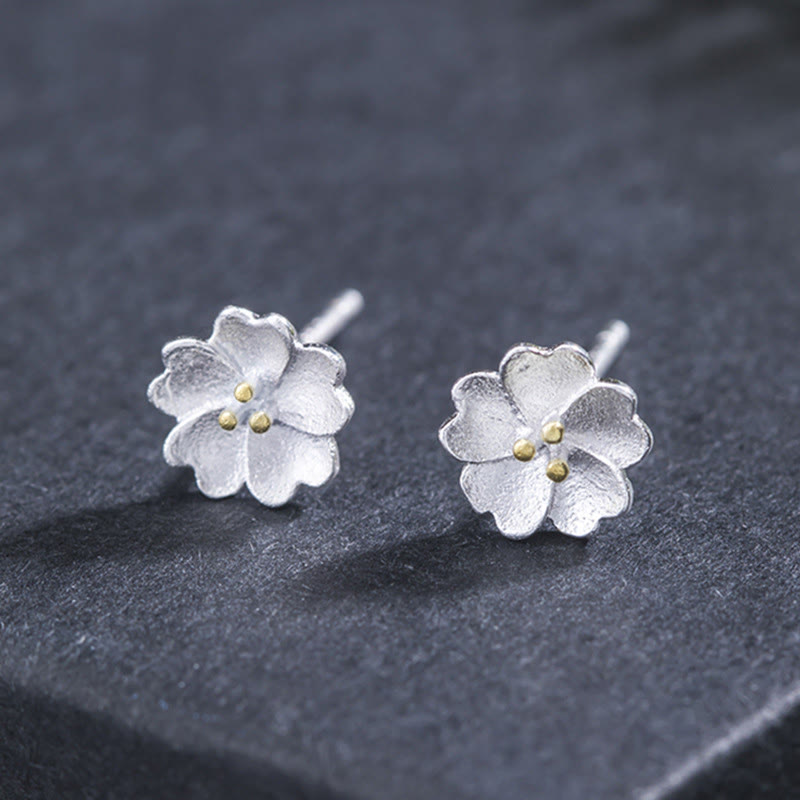 KarmaRipple's 925 Sterling Silver Cherry Blossoms Floral Calm Stud Earrings p11