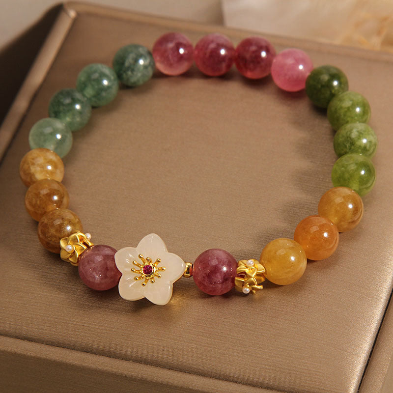 KarmaRipple's Colorful Tourmaline Jade Flowers Love Bracelet p6