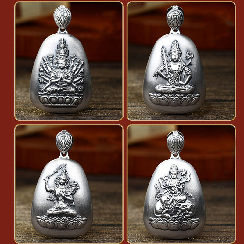 KarmaRipple's 999 Sterling Silver Chinese Zodiac Natal Buddha Heart Sutra Engraved Protection Pendant Necklace p9