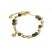 KarmaRipples 14 Karat Gold Grüner Rutilquarz Mébius Loop Eternal Love Star Schutzarmband