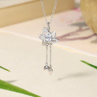 KarmaRipples Halskette mit Lotus-Zirkon-Erleuchtungsanhänger aus 925er Sterlingsilber