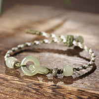 KarmaRipples authentisches Hetian-Jade-Armband mit Friedensschnalle und Glücksverschluss