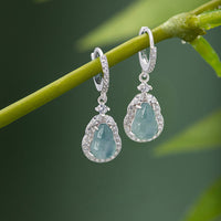 KarmaRipple's 925 Sterling Silber Grüne Jade Kürbis Fülle Tropfen Ohrringe