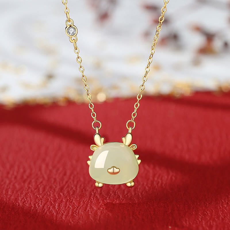 KarmaRipple's 925 Sterling Silver Year of the Dragon Authentic Hetian Jade Red Agate Cute Dragon Protection Success Bracelet Pendant Necklace Earrings ( p22