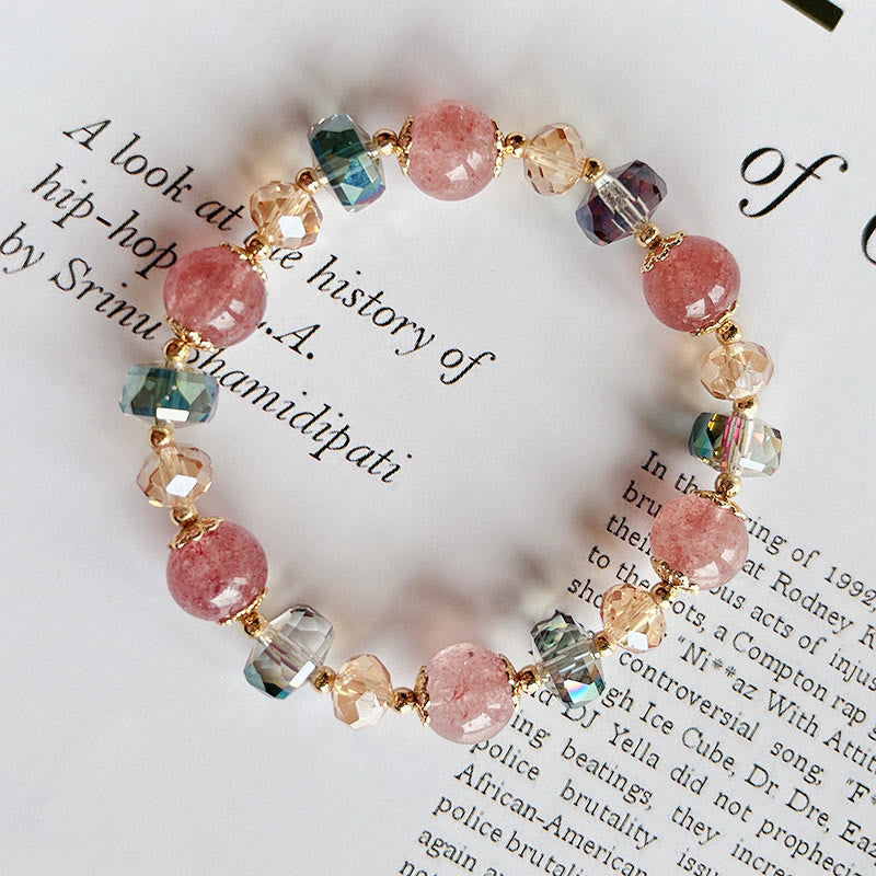 KarmaRipple's Authentic Strawberry Quartz Colorful Gemstone'sitive Bracelet p6
