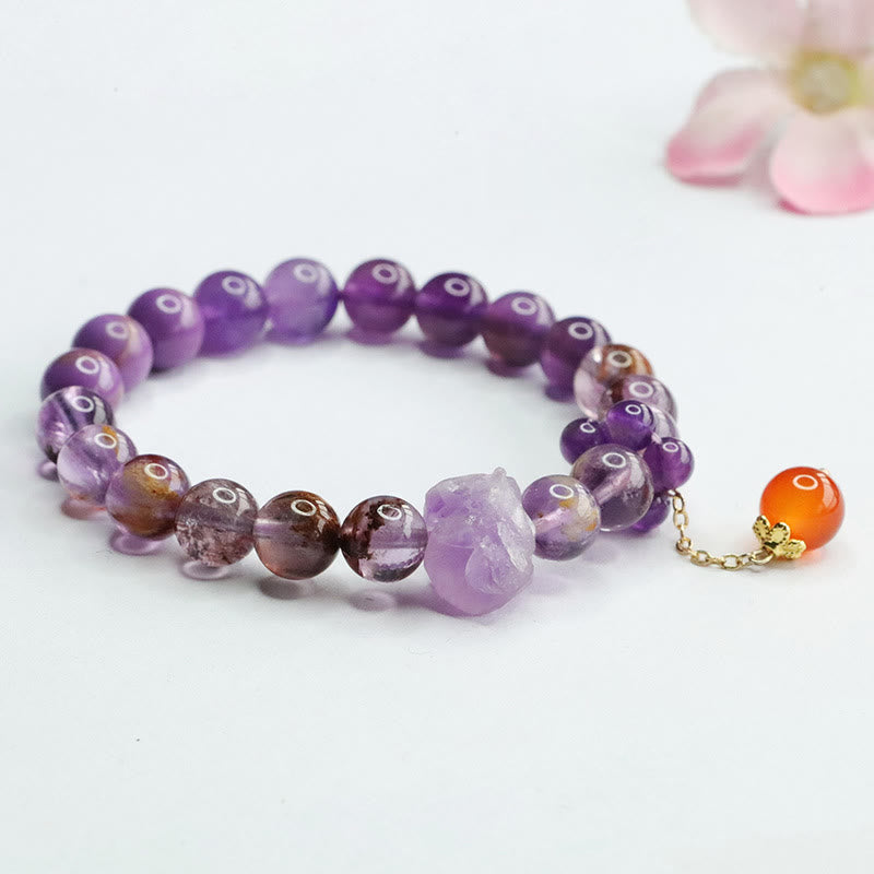 KarmaRipple's Authentic Amethyst Purple Phantom Gemstone Spiritual Awareness Bracelet p6