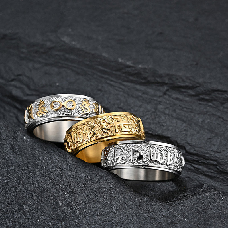 KarmaRipple's Six True Words Balance Calm Titanium Steel Ring p4