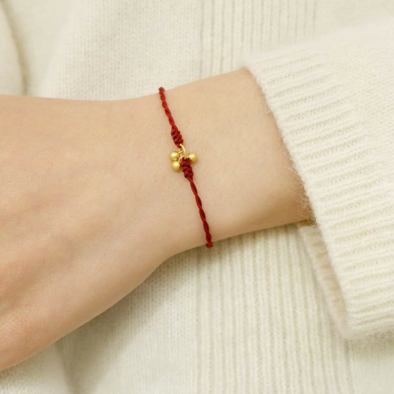 KarmaRipple's 925 Sterling Silver Gold Plated Fortune Red String Bracelet p4