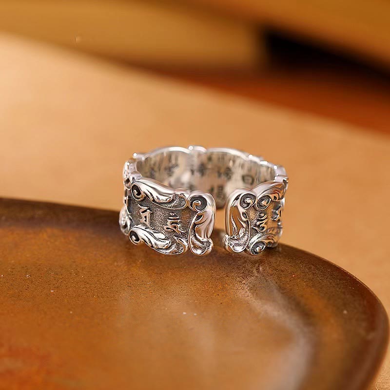 KarmaRipple's Tibetan Om Mani Padme Hum Design Peace Adjustable Ring p3