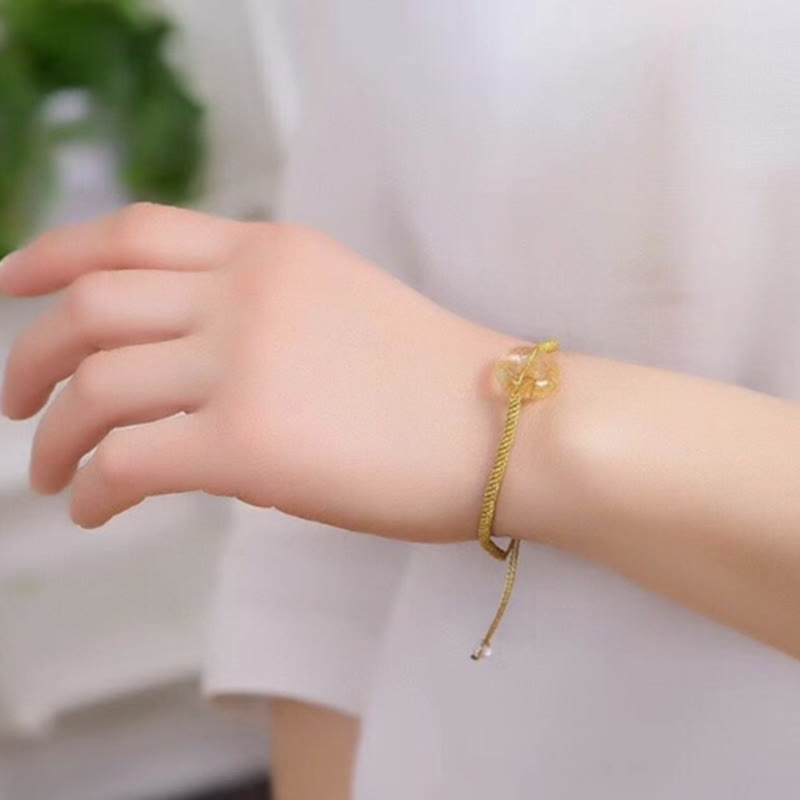 KarmaRipple's Round Citrine Peace Buckle Happiness Woven Bracelet p6