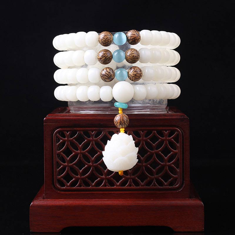 KarmaRipple's Tibetan Mala Ivory Bodhi Seed Peace Bracelet p5