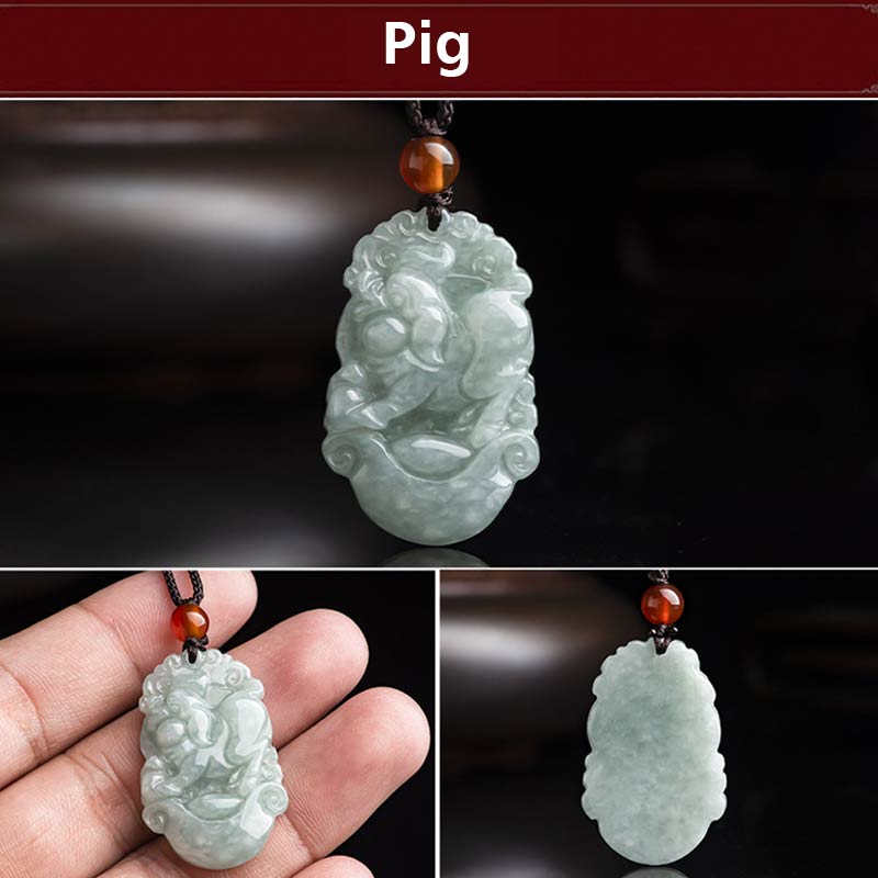 KarmaRipple's Authentic Jade 12 Chinese Zodiac Sucess Necklace Pendant p29