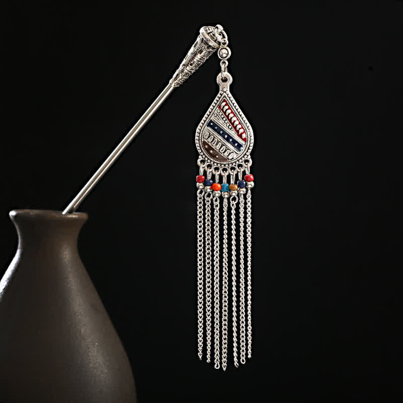 KarmaRipple's Water Drop Lily of the Valley Flowers Tassels Confidence Hairpin p50