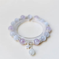 KarmaRipples 925 Sterling Silber Armband mit echtem Amethyst-Katzenauge und Sternmotiv für spirituelles Bewusstsein