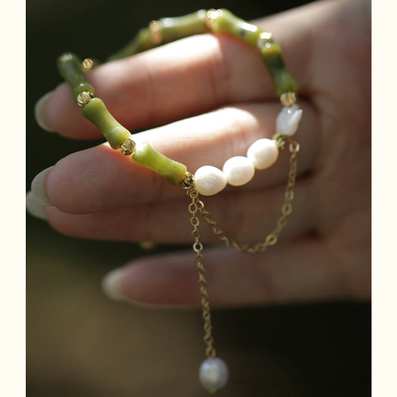 KarmaRipple's Green Bamboo Jade Lily of the Valley Wealth Bracelet p9