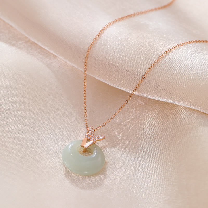 KarmaRipple's 925 Sterling Silver Authentic Hetian Jade Zircon Butterfly Fortune Pendant Necklace p2