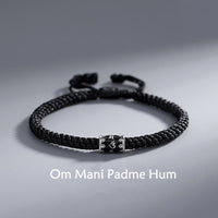 KarmaRipples gewebtes Armband „Om Mani Padme Hum Peace“ aus 925er Sterlingsilber