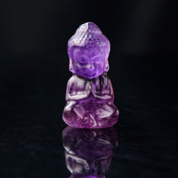 KarmaRipple's Halskette mit Anhänger und verschiedenen Edelsteinen, Amethyst, Rosa, Elfenbein, Citrin, Buddha-Anhänger, geschnitzt, spirituell, ausgleichend
