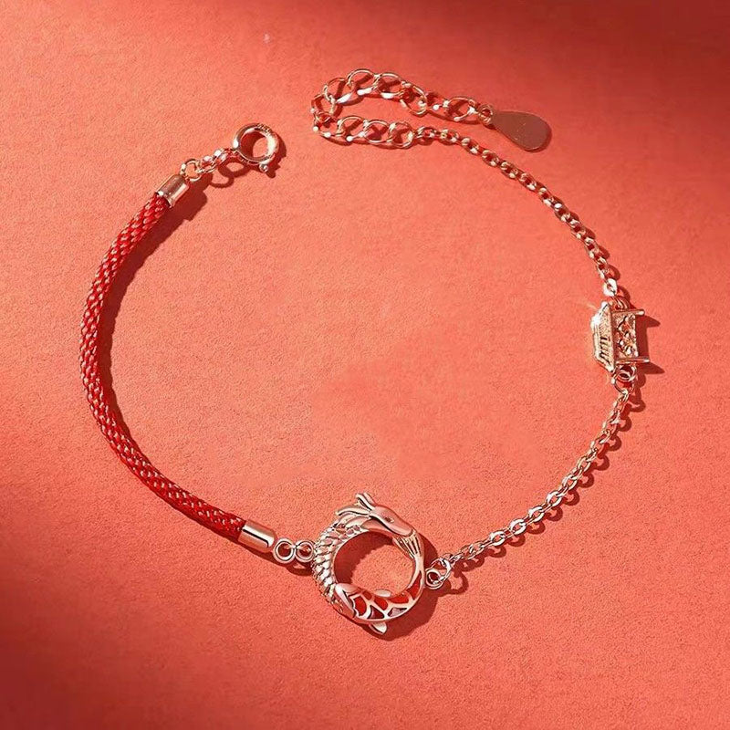 KarmaRipple's 925 Sterling Silver Year Of The Dragon Bronze Koi Fish Fortune Protection Bracelet p5