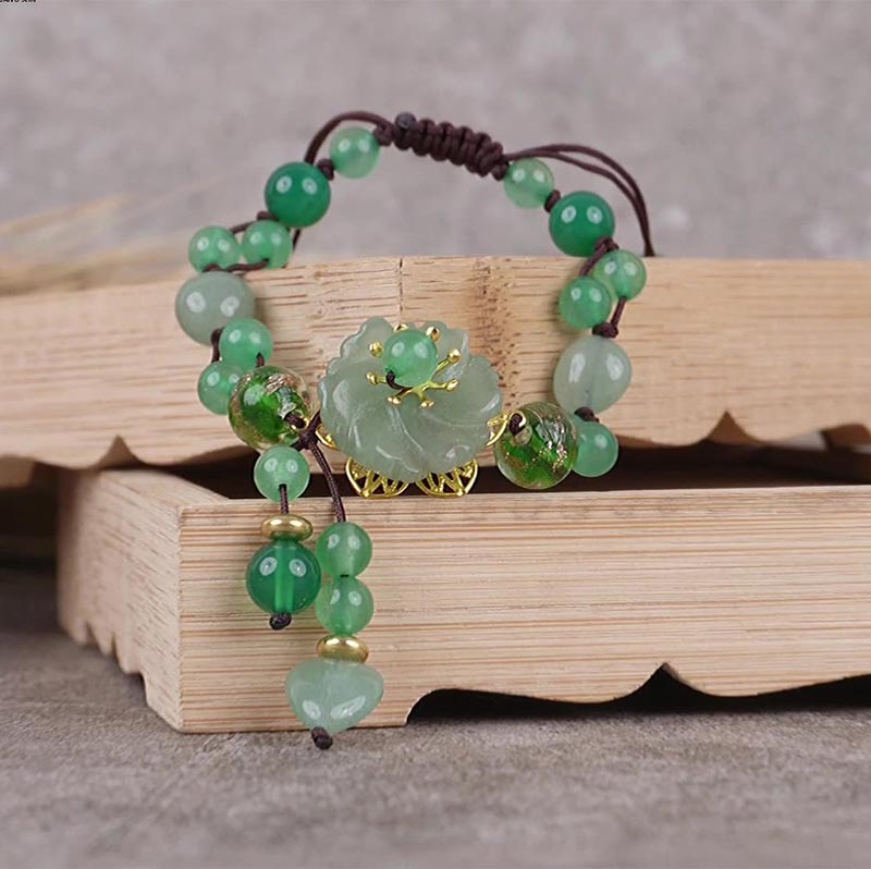KarmaRipple's Authentic Green Jade Fortune Dangling Flower Bracelet p12