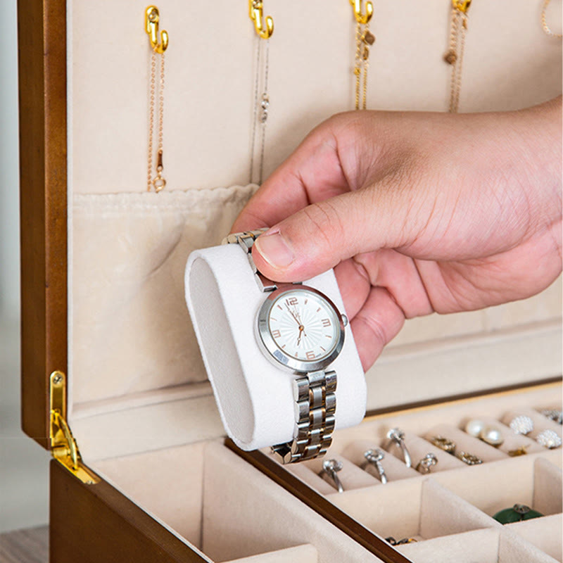 KarmaRipple's Vintage Wooden Jewelry Box Two-Layer Solid Wood Jewelry Storage Box p11