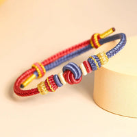 KarmaRipples zweifarbiges, handgefertigtes Armband mit acht Fäden aus Seil mit Peace Weave Fortune Connection
