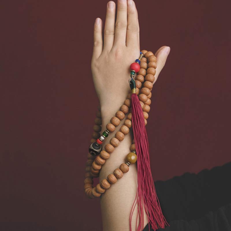 KarmaRipple's 108 Mala Beadwork Bodhi Seed Dzi Bead Peace Tassel Bracelet p6