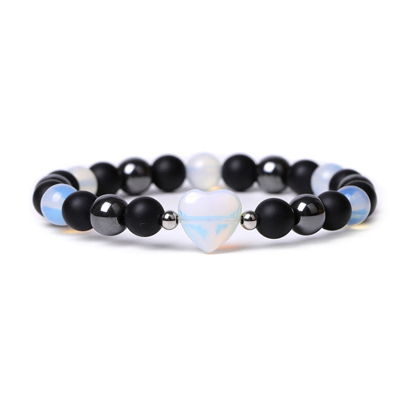 KarmaRipple's Black Onyx Tiger Eye Stone Gemstone Love Heart Protection Bracelet p7