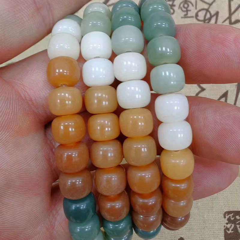KarmaRipple's 108 Mala Beadwork Gradient Bodhi Seed Green Tara Buddha Engraved Peace Balance Bracelet p8