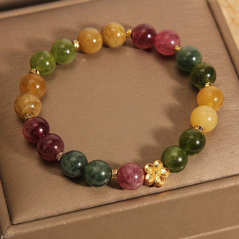 KarmaRipple's Authentic Colorful Tourmaline Golden Flower Positive Bracelet p5