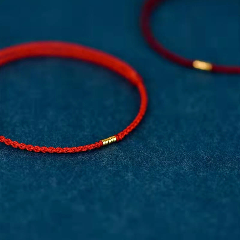 KarmaRipple's 925 Sterling Silver Fortunate Golden Bead Woven String Bracelet Anklet p13