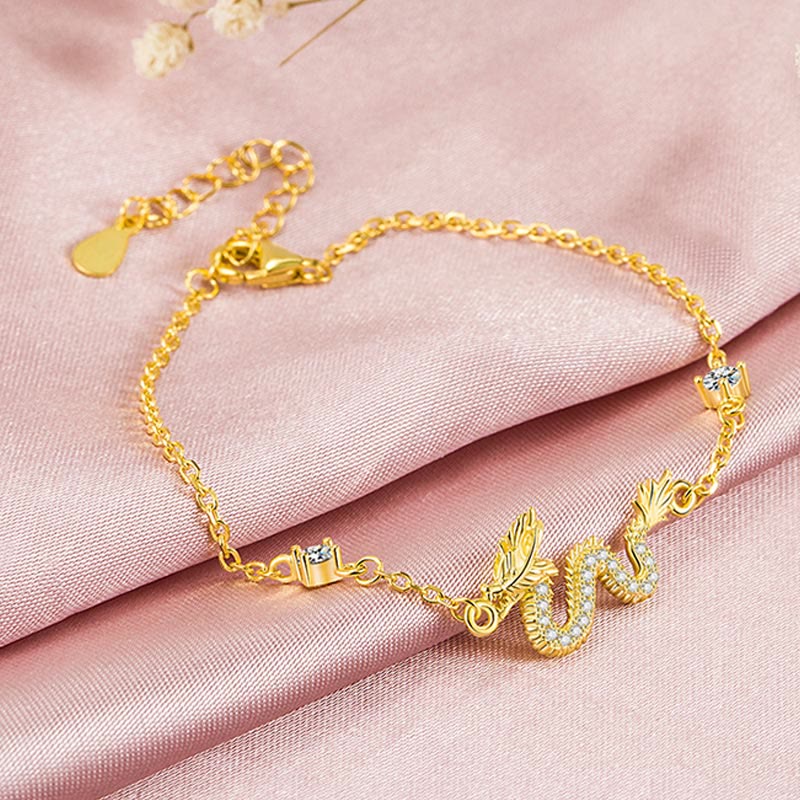 KarmaRipple's 925 Sterling Silver Year Of The Dragon Auspicious Golden Dragon Fortune Red Rope Chain Bracelet p12